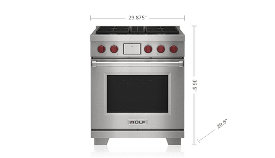 Wolf DF30450SPLP 30" Dual Fuel Range - 4 Burners