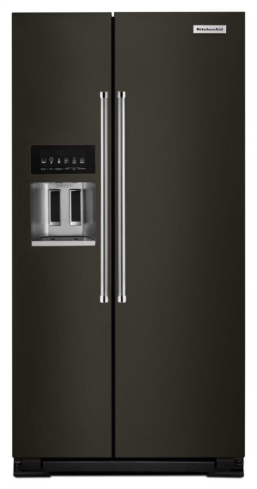 Kitchenaid KRSF705HBS 24.8 Cu Ft. Side-By-Side Refrigerator With Exterior Ice And Water And Printshield™ Finish - Black Stainless Steel With Printshield™ Finish