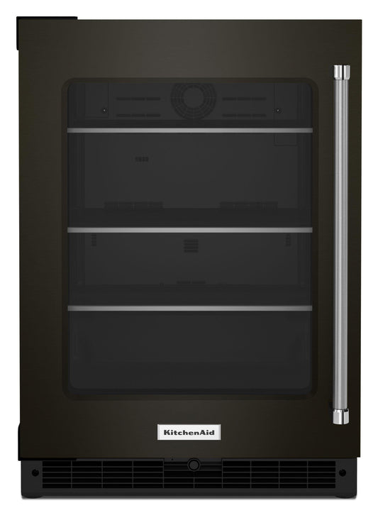 Kitchenaid KURL314KBS 24" Undercounter Refrigerator With Glass Door And Shelves With Metallic Accents - Black Stainless Steel With Printshield™ Finish