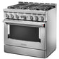 Kitchenaid KFGC506JSS Kitchenaid® 36'' Smart Commercial-Style Gas Range With 6 Burners - Heritage Stainless Steel