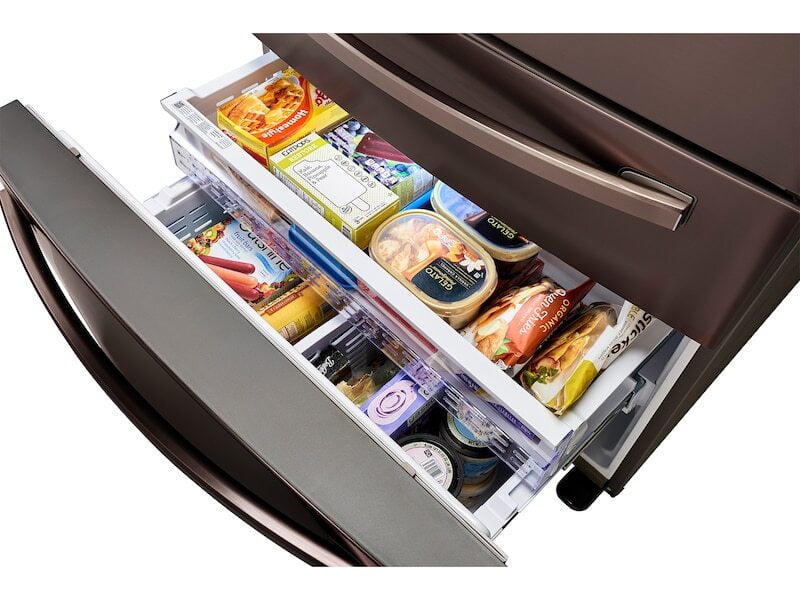 Samsung RF22R7351DT 22 Cu. Ft. Food Showcase Counter Depth 4-Door French Door Refrigerator In Tuscan Stainless Steel