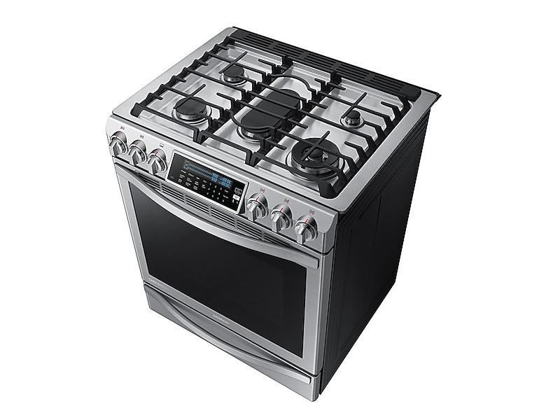 Samsung NX58H9950WS 5.8 Cu. Ft. Chef Collection Slide-In Gas Range With True Convection In Stainless Steel