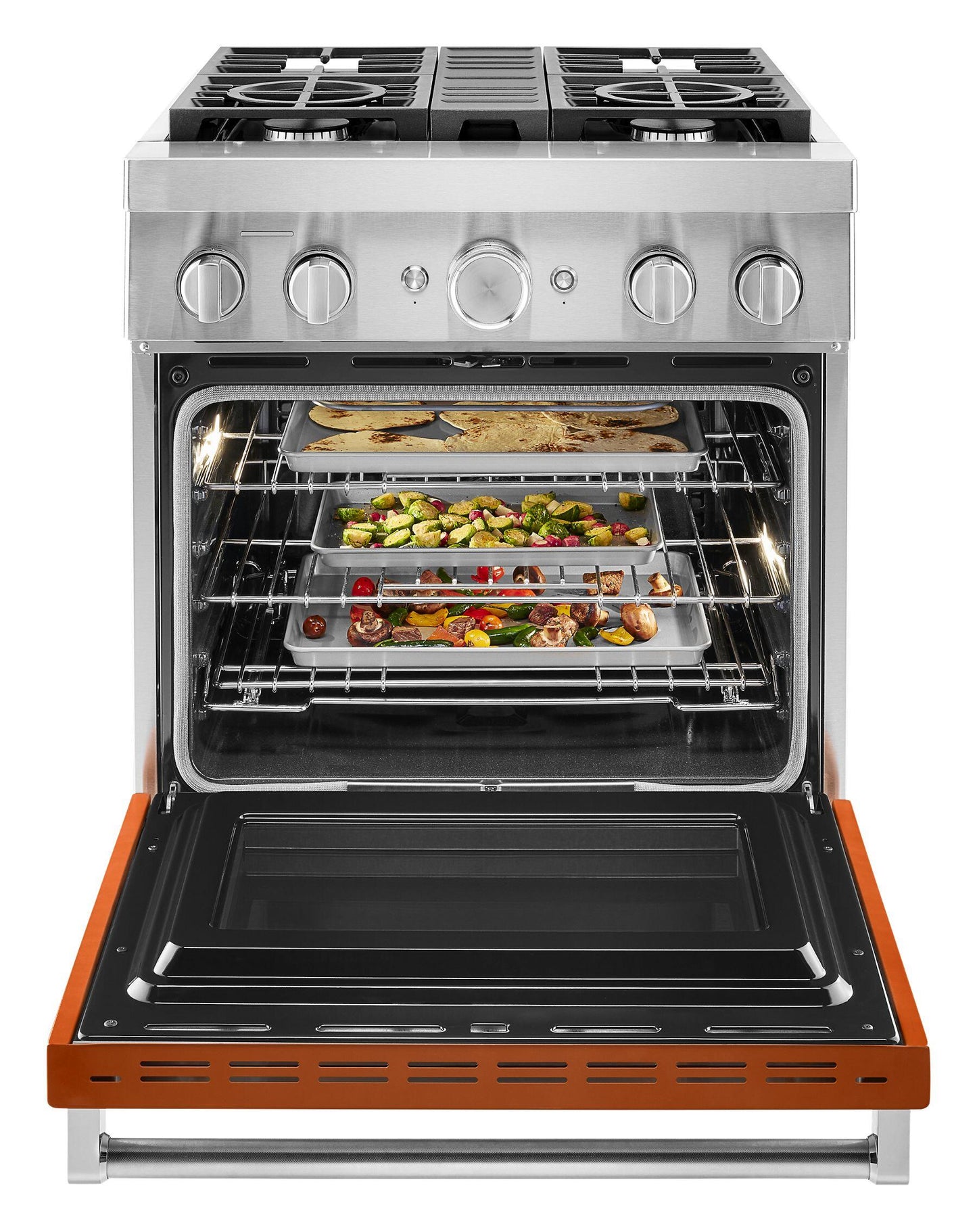 Kitchenaid KFDC500JSC Kitchenaid® 30'' Smart Commercial-Style Dual Fuel Range With 4 Burners - Scorched Orange