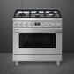 Smeg CPF36UGMX Portofino Pro-Style Dual Fuel Range, Gray, 36