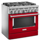 Kitchenaid KFDC506JPA Kitchenaid® 36'' Smart Commercial-Style Dual Fuel Range With 6 Burners - Passion Red