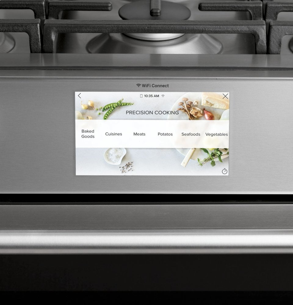 Cafe C2S950M2NS5 Café 30" Smart Slide-In, Front-Control, Dual-Fuel, Double-Oven Range With Convection In Platinum Glass
