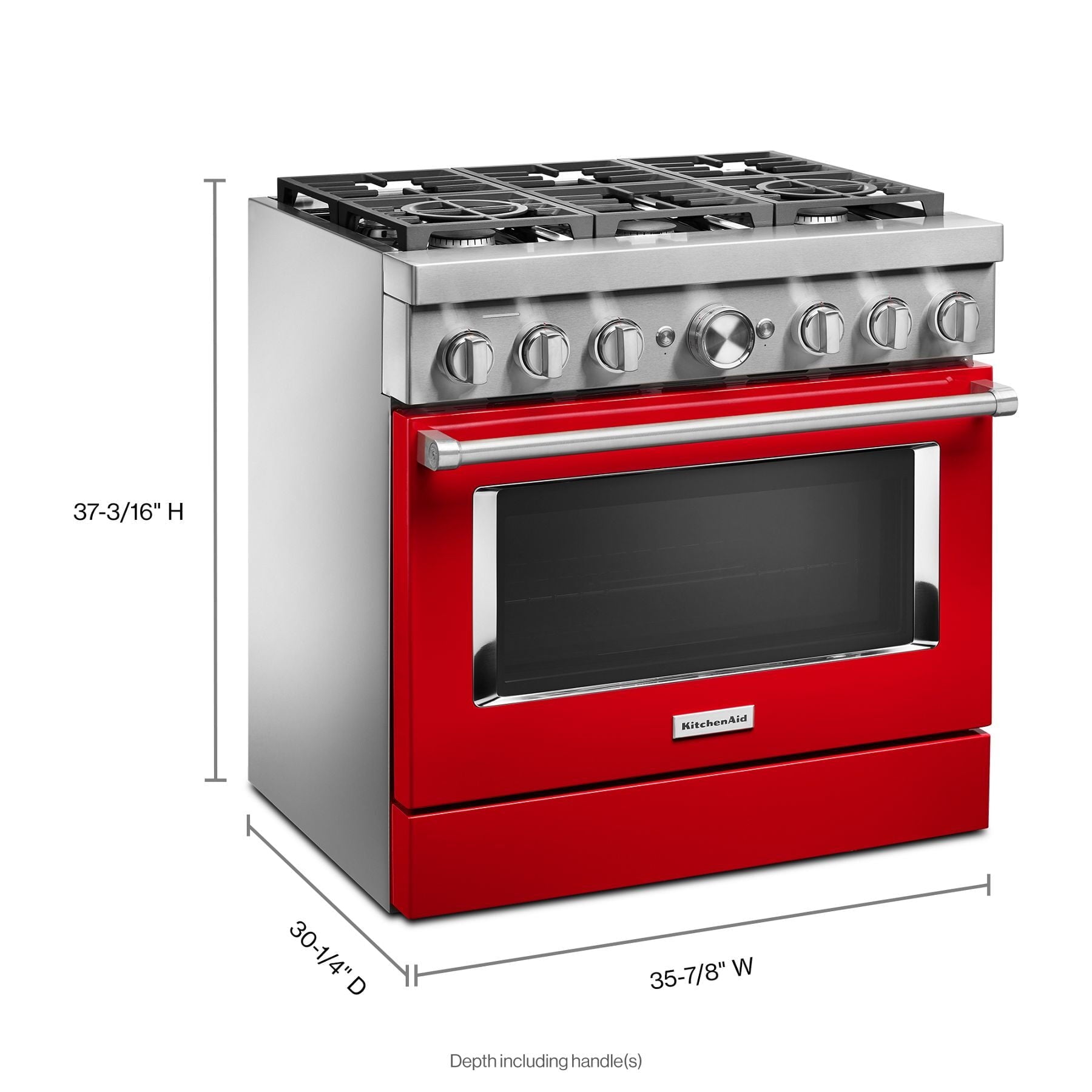 Kitchenaid KFDC506JPA Kitchenaid® 36'' Smart Commercial-Style Dual Fuel Range With 6 Burners - Passion Red