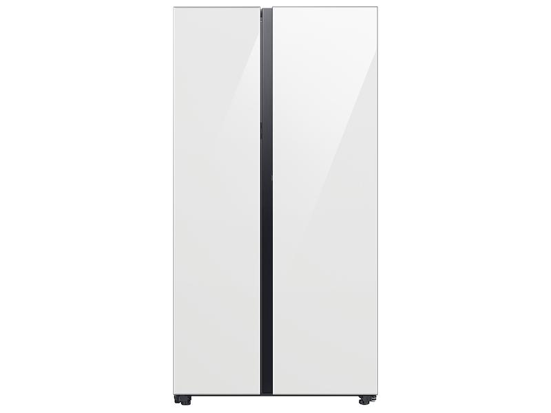 Samsung RS23CB760012 Bespoke Counter Depth Side-By-Side 23 Cu. Ft. Refrigerator With Beverage Center™ In White Glass