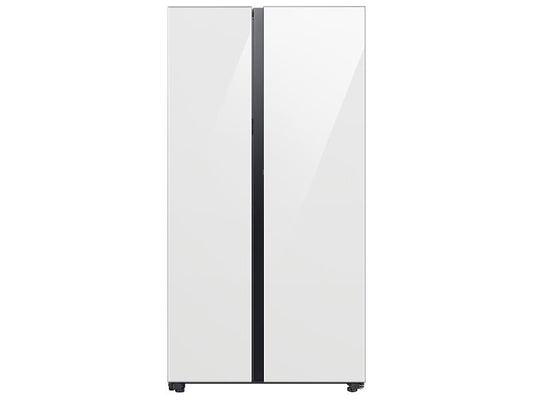 Samsung RS23CB760012 Bespoke Counter Depth Side-By-Side 23 Cu. Ft. Refrigerator With Beverage Center&#8482; In White Glass