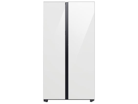 Samsung RS23CB760012 Bespoke Counter Depth Side-By-Side 23 Cu. Ft. Refrigerator With Beverage Center™ In White Glass