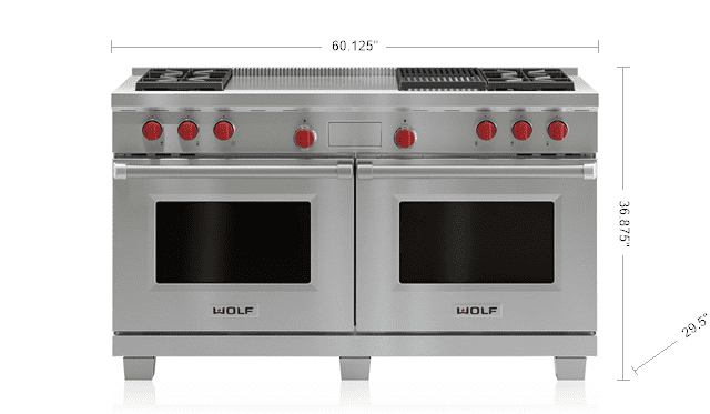 Wolf DF604CF 60" Dual Fuel Range - 4 Burners, Infrared Charbroiler And French Top