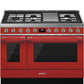 Smeg CPF48UGMR Portofino Pro-Style Dual Fuel Range, Red, 48