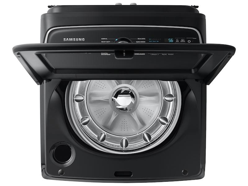 Samsung WA54CG7105AVUS 5.4 Cu. Ft. Extra-Large Capacity Smart Top Load Washer With Activewave&#8482; Agitator And Super Speed Wash In Brushed Black