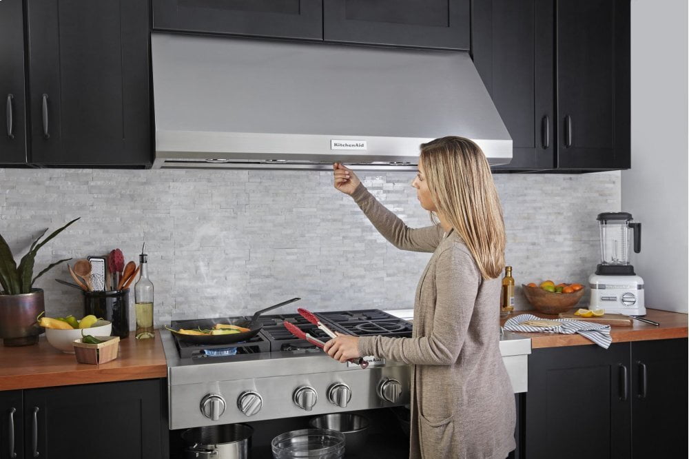 Kitchenaid KVWC908JSS 48'' 585-1170 Cfm Motor Class Commercial-Style Wall-Mount Canopy Range Hood - Stainless Steel