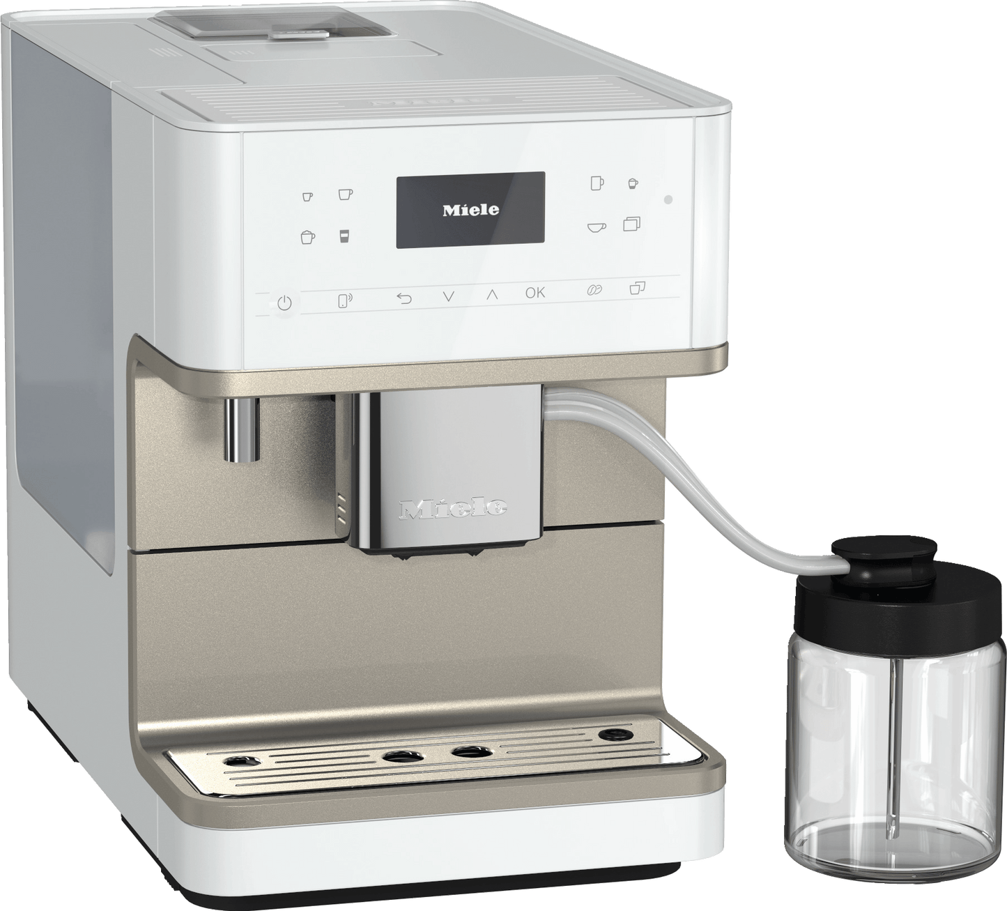 Miele CM6360 MILK PERFECTION WHITE   Countertop Coffee Machine With Wifi Conn@Ct, High-Quality Milk Container, And Many Specialty Coffees.