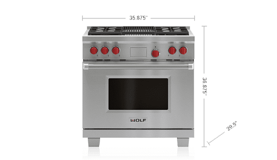 Wolf DF36450CSPLP 36" Dual Fuel Range - 4 Burners And Infrared Charbroiler