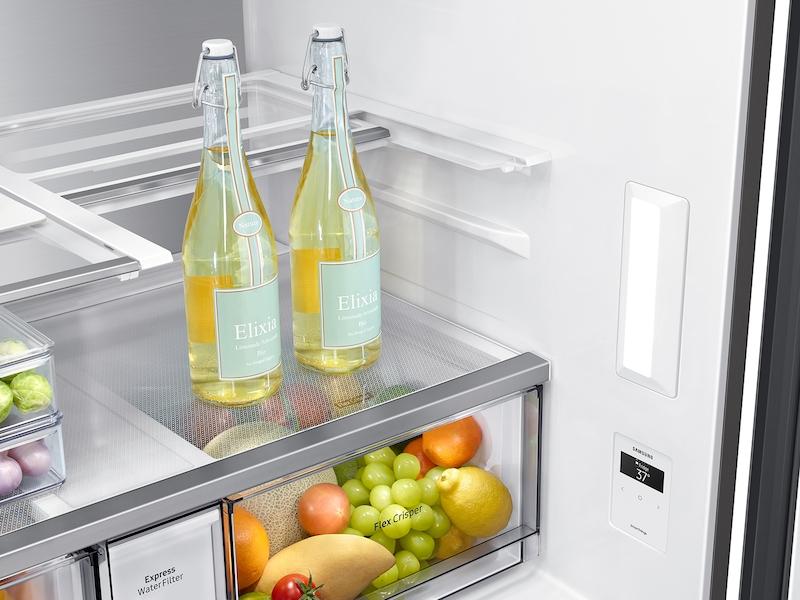 Samsung RF29CB9900QK Bespoke 4-Door Flex™ Refrigerator (29 Cu. Ft.) With Family Hub™+ In Charcoal Glass Top And Stainless Steel Bottom Panels