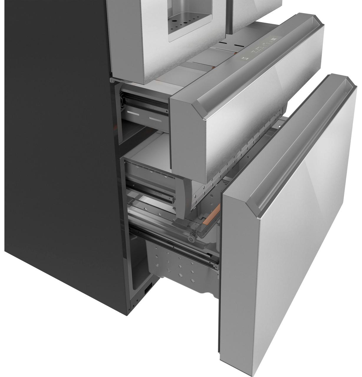 Cafe CXE22DM5PS5 Café&#8482; Energy Star® 22.3 Cu. Ft. Smart Counter-Depth 4-Door French-Door Refrigerator In Platinum Glass