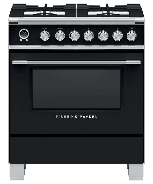 Fisher & Paykel OR30SCG6B1 Dual Fuel Range, 30", 4 Burners, Self-Cleaning