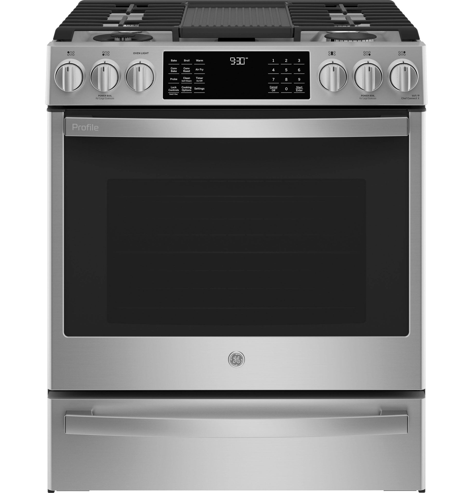 Ge Appliances P2S930YPFS Ge Profile™ 30" Smart Dual Fuel Slide-In Front-Control Fingerprint Resistant Range