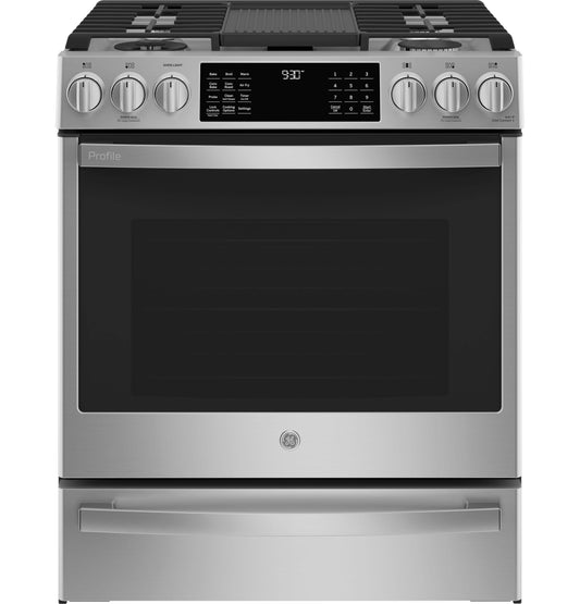 Ge Appliances P2S930YPFS Ge Profile™ 30" Smart Dual Fuel Slide-In Front-Control Fingerprint Resistant Range