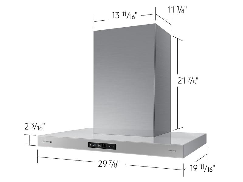 Samsung NK30CB700WCG 30" Bespoke Smart Wall Mount Hood With Lcd Display In Clean Grey