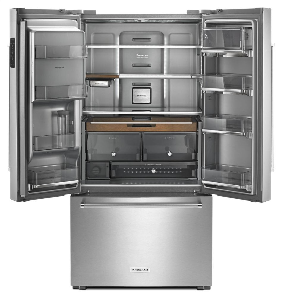 Kitchenaid KRFC704FSS 23.8 Cu. Ft. 36" Counter-Depth French Door Platinum Interior Refrigerator - Stainless Steel