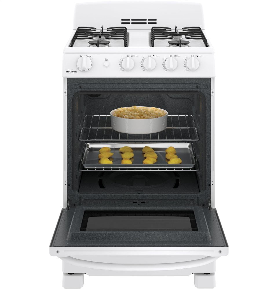 Hotpoint RGAS300DMWW Hotpoint® 24" Front-Control Free-Standing Gas Range With Large Window
