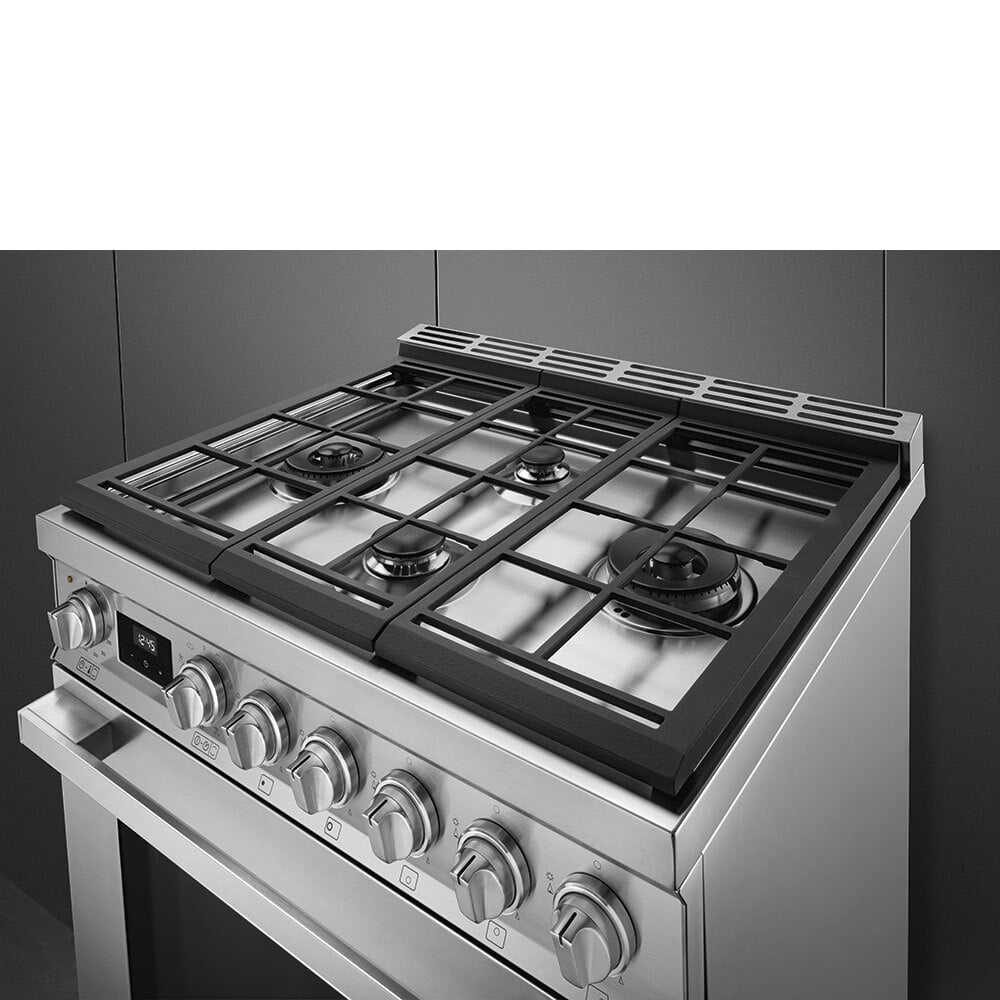 Smeg CPF30UGMX Portofino Pro-Style Dual Fuel Range, Gray, 30" X 25"