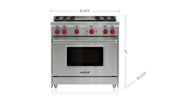 Wolf GR364G 36" Gas Range - 4 Burners And Infrared Griddle
