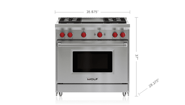 Wolf GR364GLP 36" Gas Range - 4 Burners And Infrared Griddle