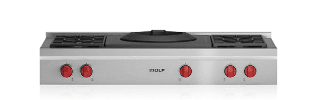 Wolf SRT484W 48" Sealed Burner Rangetop - 4 Burners And Wok Burner