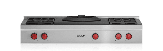 Wolf SRT484W 48" Sealed Burner Rangetop - 4 Burners And Wok Burner