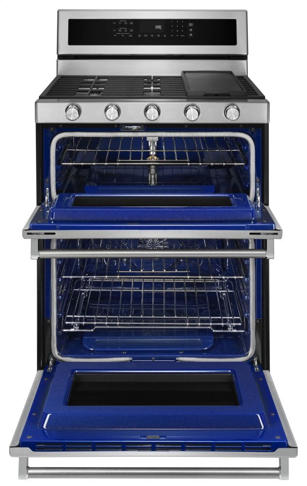 Kitchenaid KFGD500ESS 30-Inch 5 Burner Gas Double Oven Convection Range - Stainless Steel