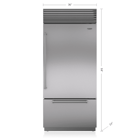 Sub-Zero BI36UIDSTHRH 36" Classic Over-And-Under Refrigerator/Freezer With Internal Dispenser