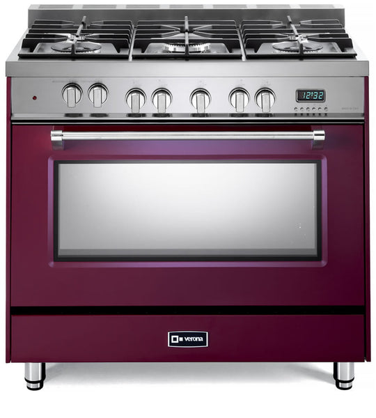 Verona VPFSGE365BU Burgundy 36" Dual Fuel Single Oven Range - Prestige Series