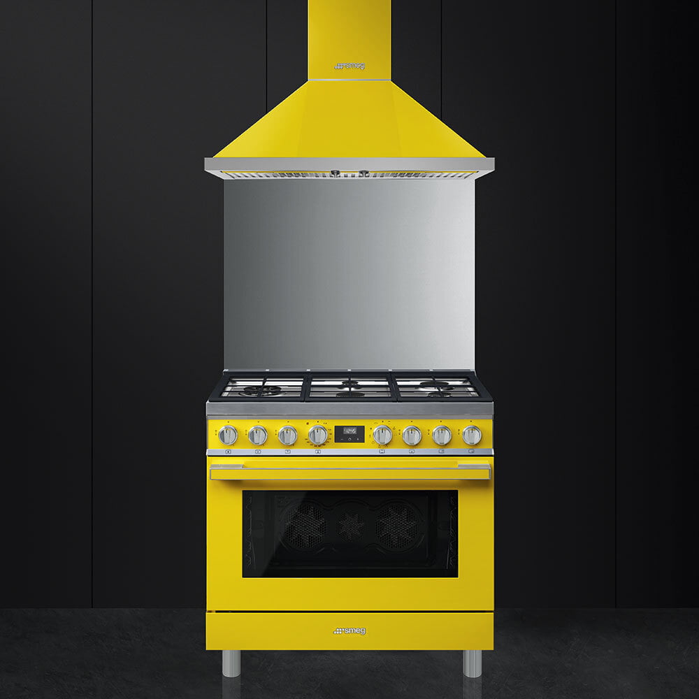 Smeg CPF36UGMYW Portofino Pro-Style Dual Fuel Range, Yellow, 36" X 25"