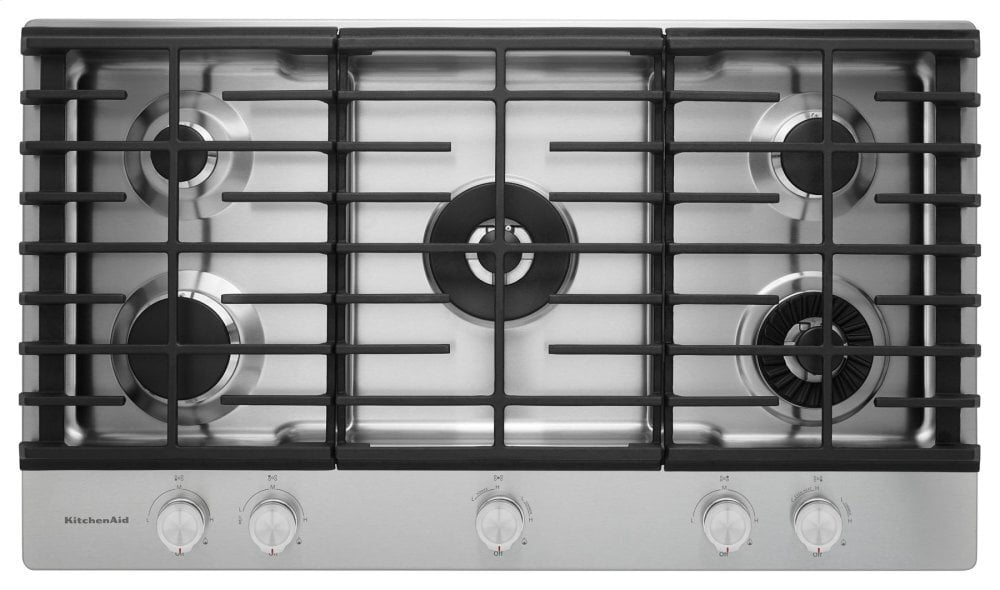 Kitchenaid KCGS956ESS 36" 5-Burner Gas Cooktop With Griddle - Stainless Steel