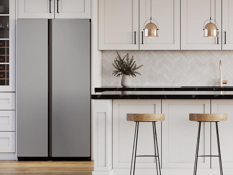 Samsung RS28CB7600QL Bespoke Side-By-Side 28 Cu. Ft. Refrigerator With Beverage Center™ In Stainless Steel