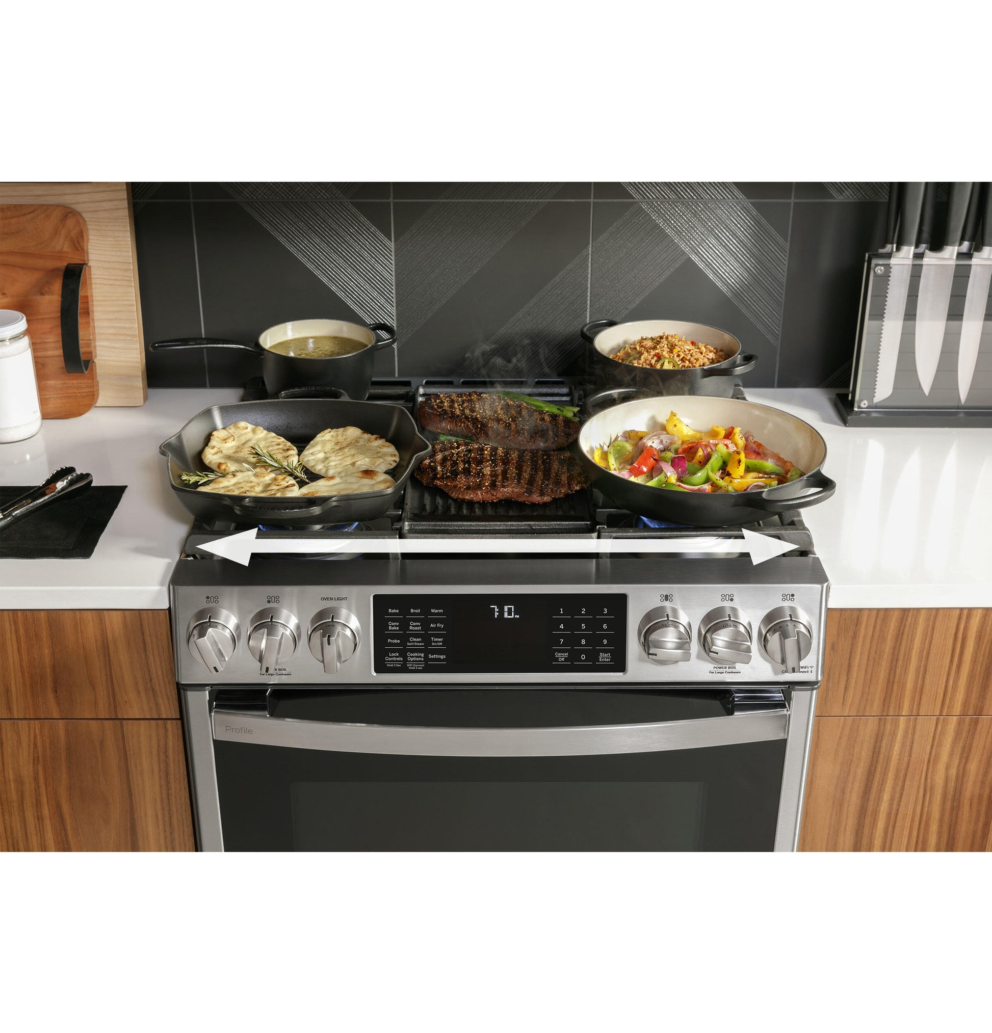 Ge Appliances P2S930YPFS Ge Profile™ 30" Smart Dual Fuel Slide-In Front-Control Fingerprint Resistant Range