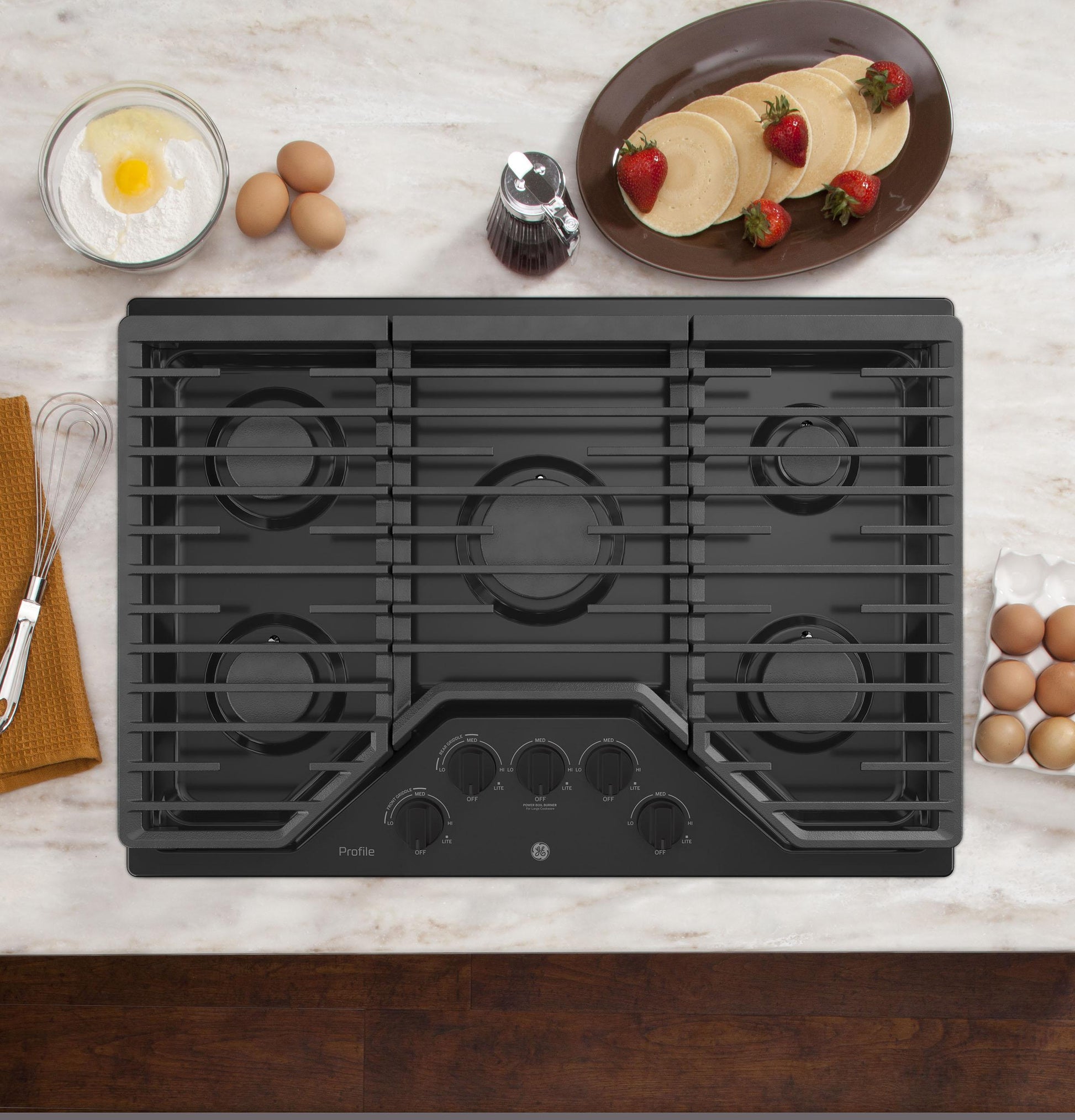 Ge Appliances PGP7030DLBB Ge Profile™ 30" Built-In Gas Cooktop With 5 Burners And Optional Extra-Large Cast Iron Griddle