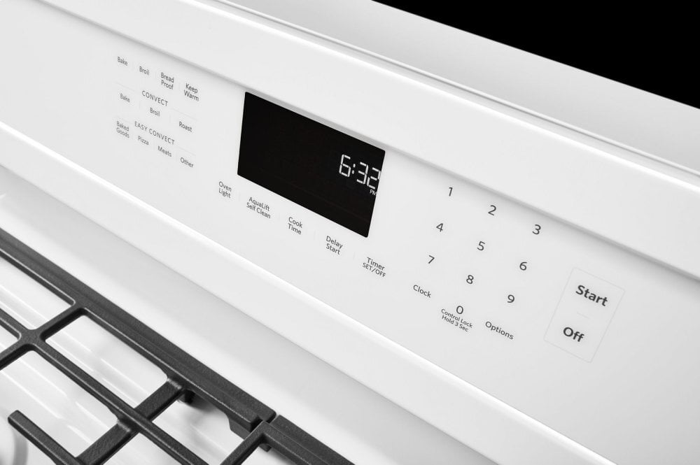 Kitchenaid KFGG500EWH 30-Inch 5-Burner Gas Convection Range - White