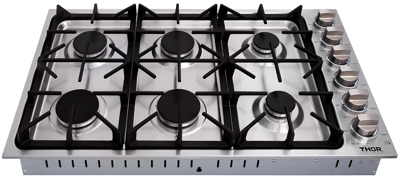 Thor Kitchen TGC3601 36 Inch Professional Drop-In Gas Cooktop With Six Burners In Stainless Steel