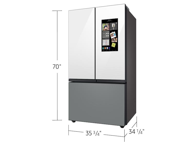Samsung RF30BB69006M Bespoke 3-Door French Door Refrigerator (30 Cu. Ft.) - With Top Left And Family Hub&#8482; Panel In White Glass - And Matte Grey Glass Bottom Door Panel