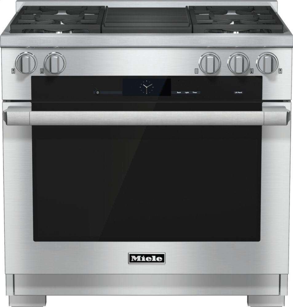 Miele HR19352GCLEANTOUCHSTEEL Hr 1935-2 G - 36 Inch Range Dual Fuel With M Touch Controls, Moisture Plus And M Pro Dual Stacked Burners