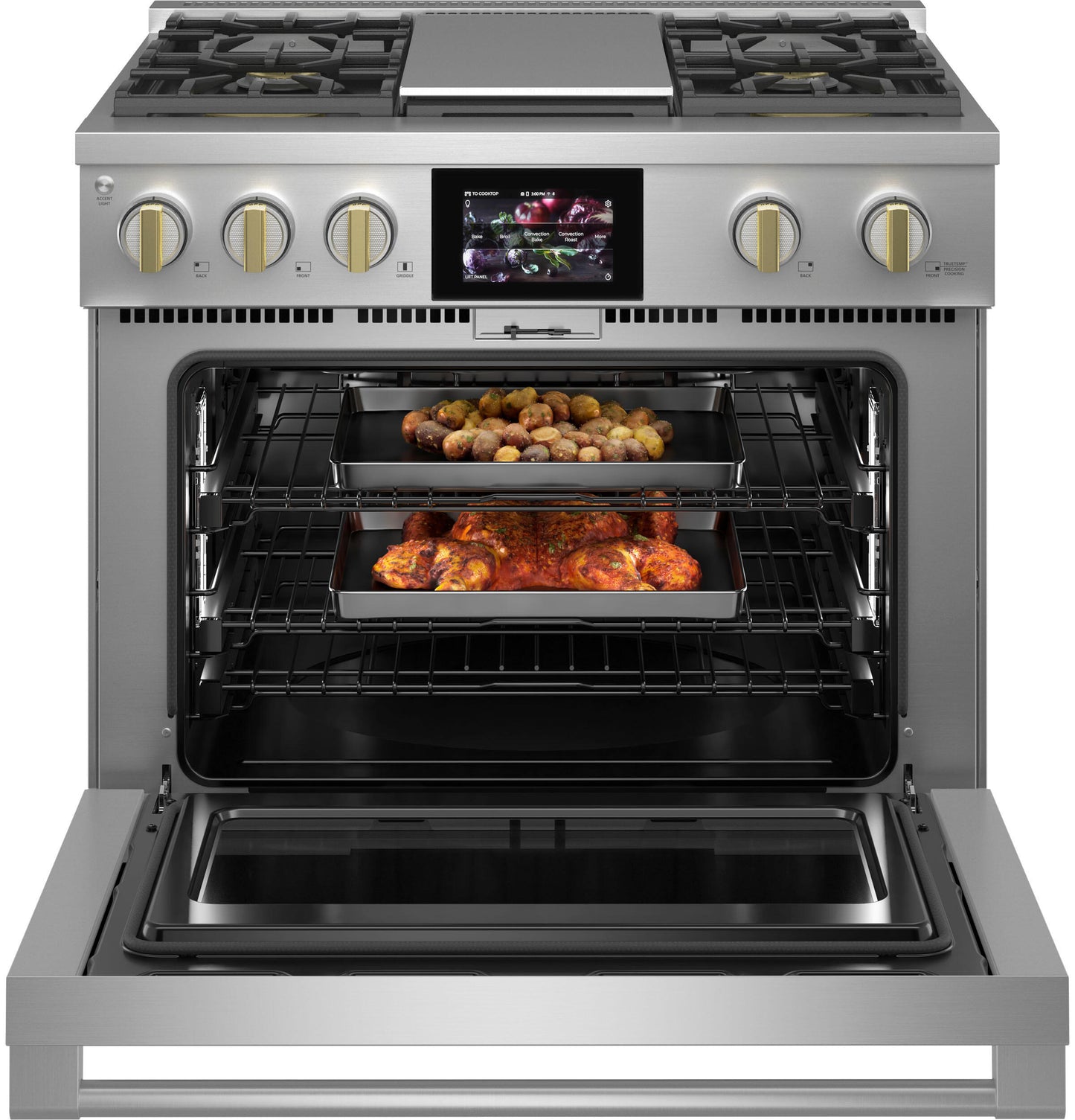 Monogram ZDP364NDTSS Monogram 36" Dual-Fuel Professional Range With 4 Burners And Griddle (Natural Gas)