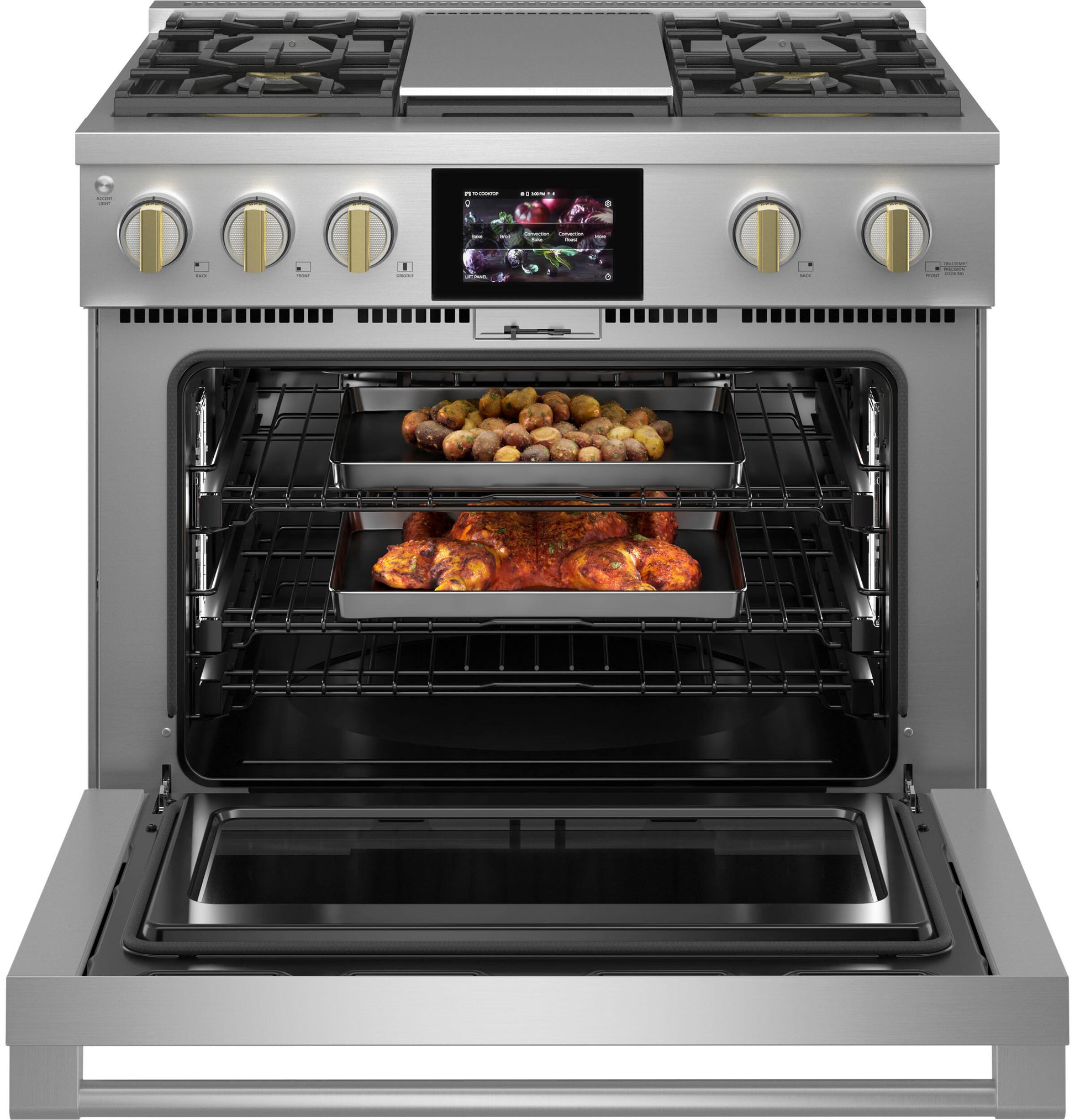 Monogram ZDP364NDTSS Monogram 36" Dual-Fuel Professional Range With 4 Burners And Griddle (Natural Gas)