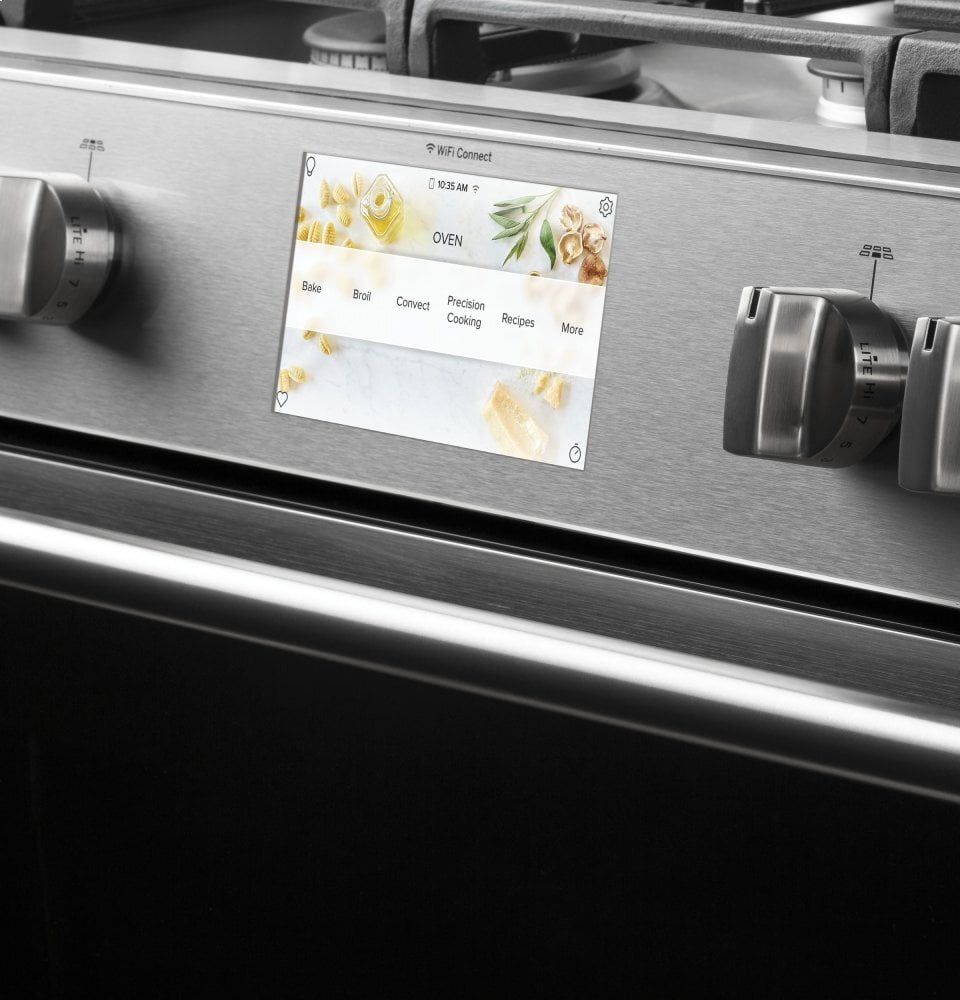 Cafe C2S950M2NS5 Café 30" Smart Slide-In, Front-Control, Dual-Fuel, Double-Oven Range With Convection In Platinum Glass