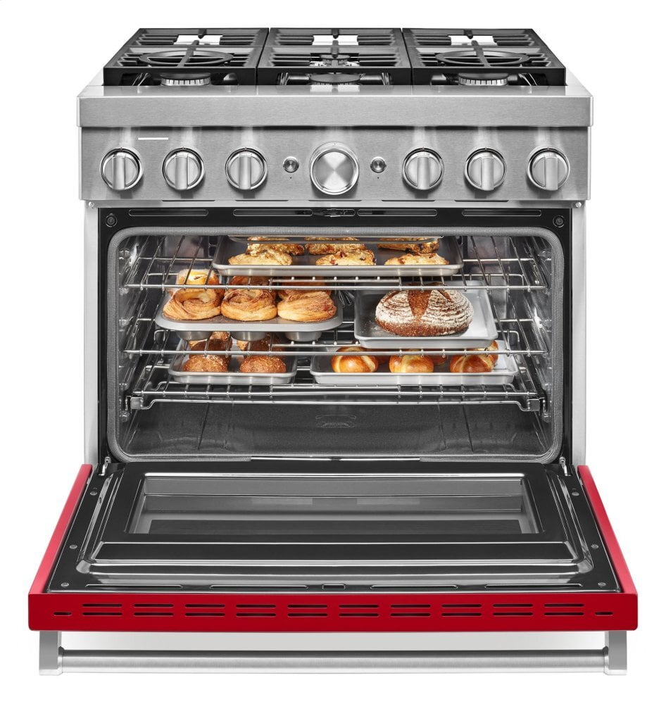 Kitchenaid KFDC506JPA Kitchenaid® 36'' Smart Commercial-Style Dual Fuel Range With 6 Burners - Passion Red