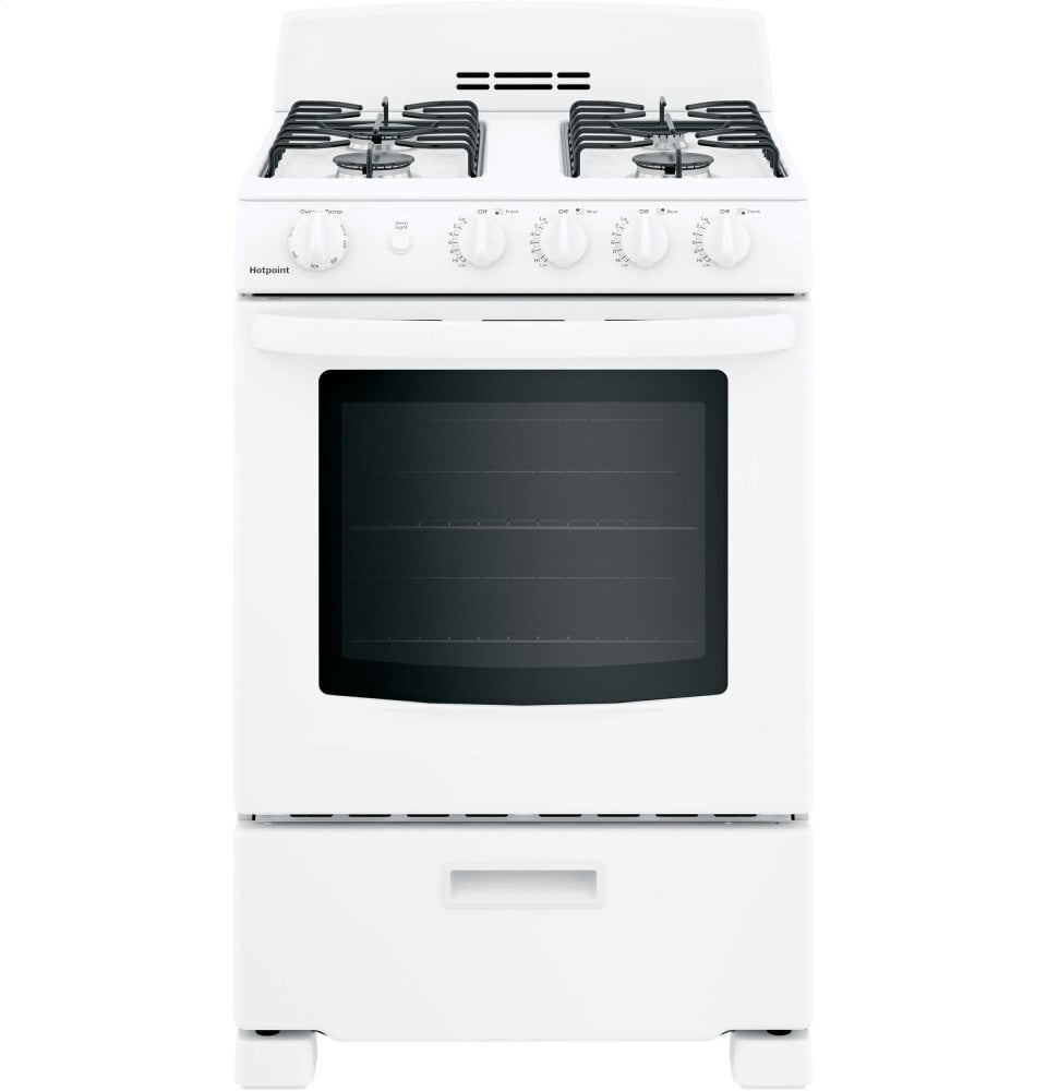 Hotpoint RGAS300DMWW Hotpoint® 24" Front-Control Free-Standing Gas Range With Large Window